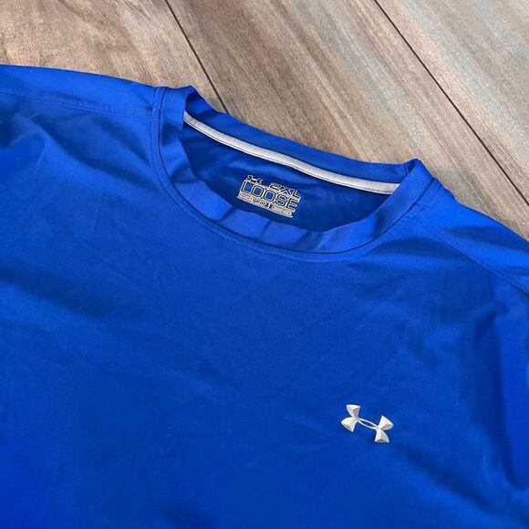 Under Armour Blue Athletic Workout Shirt Men XXL Bin M-4‎ - Picture 2 of 4